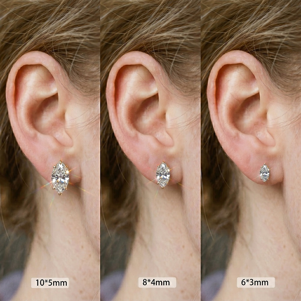 Kemston Marquise Moissanite Stud Earrings for Women 925 Sterling Silver SMOE24