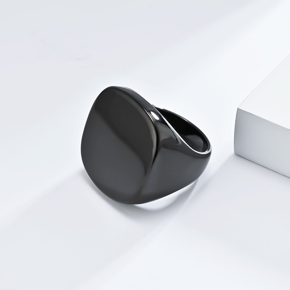 Kemstone Wide Polished Ring for Men Stainless Steel Minimalist K-R899