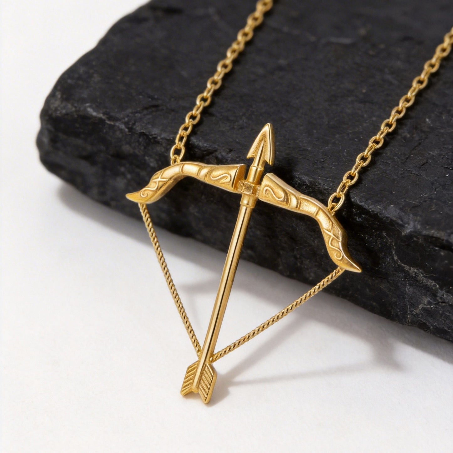 Kemstone Stainless Steel Bow Arrow Pendant Necklace for Men Gold Tone NC-2638G