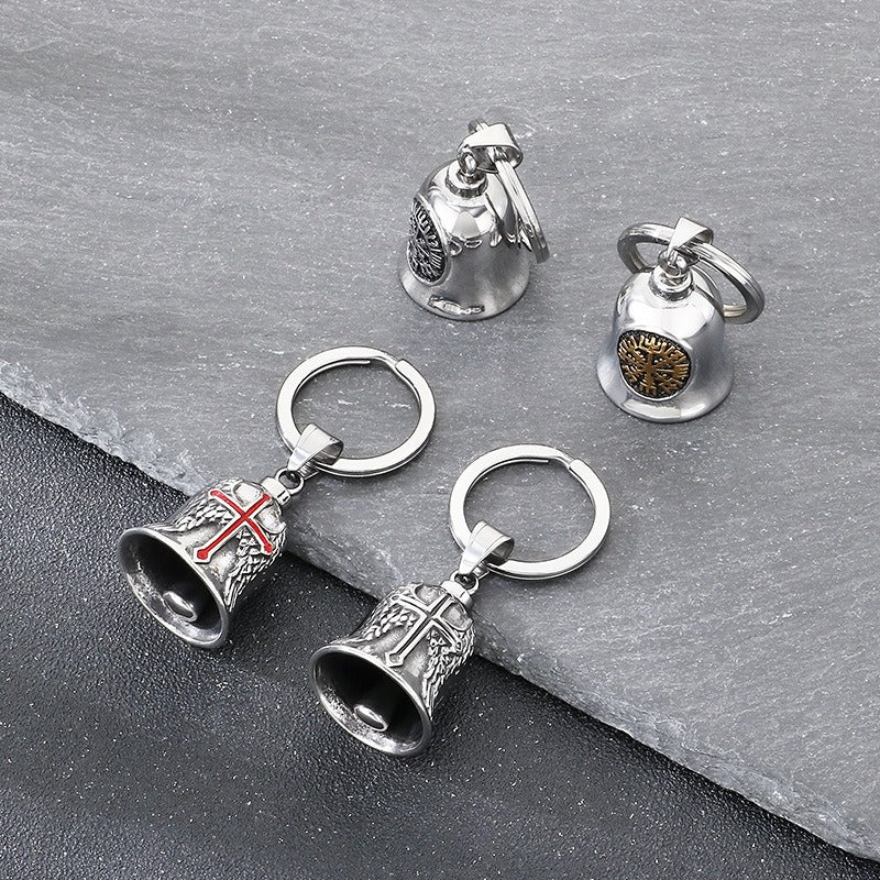 Kemstone Viking Compass Bell Keychain – Titanium Steel Rune Pendant KY1483-K