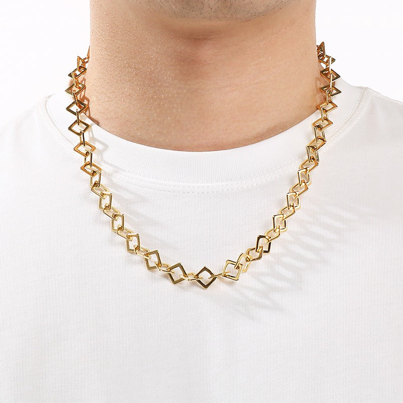 Kemstone Square Link Chain Necklace Bracelet Stainless Steel for Men Women KB211661-KFC