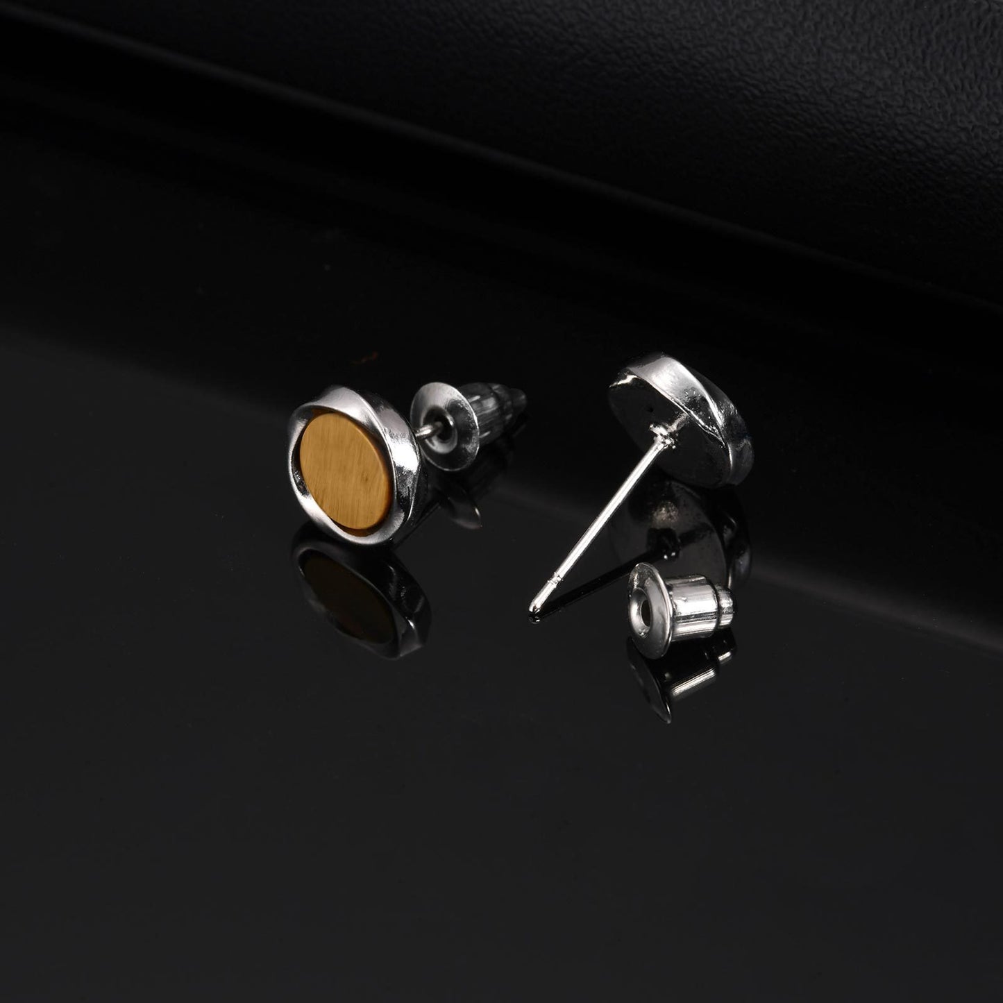 Kemstone Men’s Copper Earrings – Turquoise & Tiger Eye Mobius Studs EBS-208