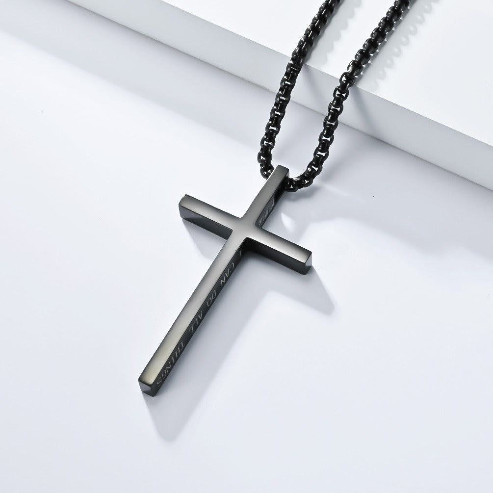 Kemstone Stainless Steel Cross Pendant Necklace – Minimalist for Men & Women Jewelry K-PT233