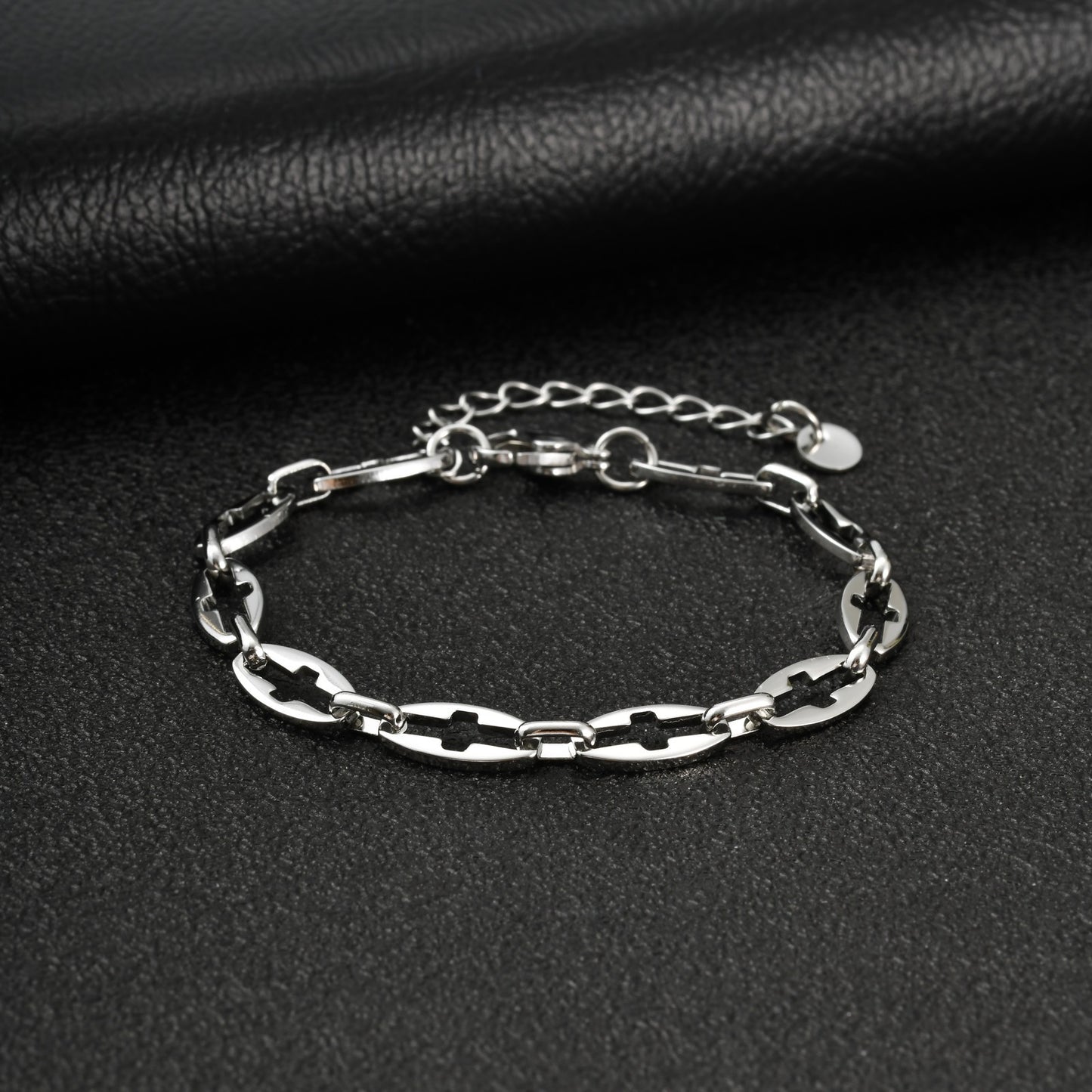 Kemstone Stainless Steel Cross Link Chain Bracelet for Men BR-3028