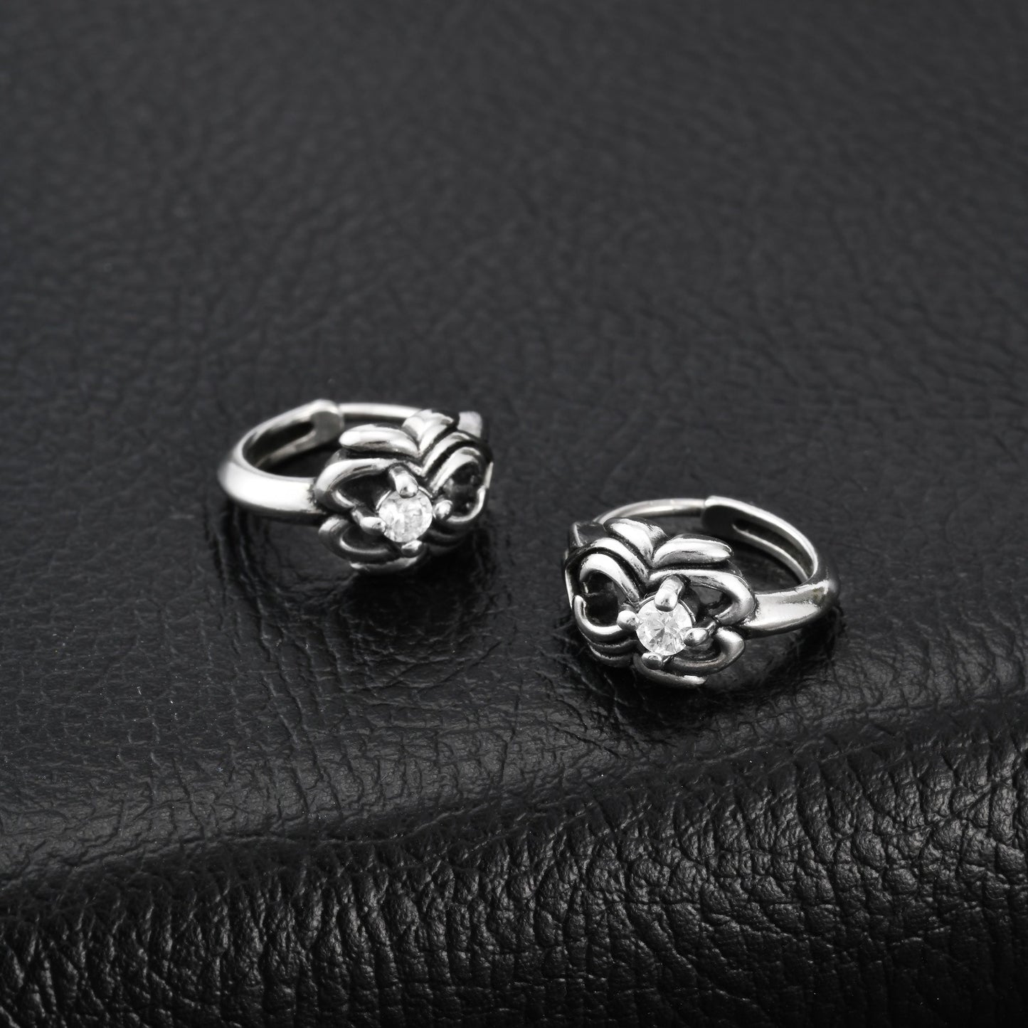 Kemstone Stainless Steel Cubic Zirconia Hoop Earring for Men Wrapped Setting Vintage Silver EH-885
