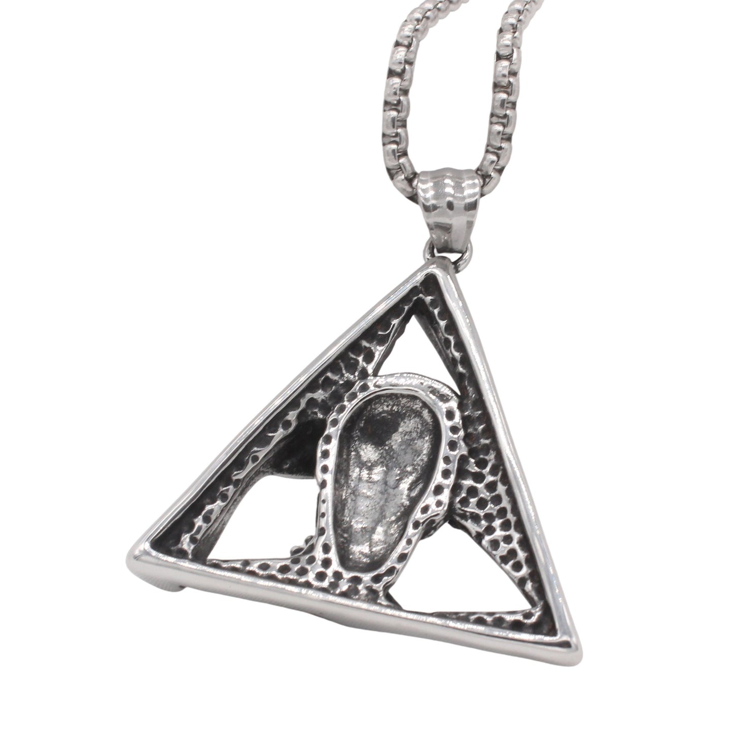 Kemstone Triangle Skull Pendant Necklace Titanium Steel Gothic Jewelry for Men P1527