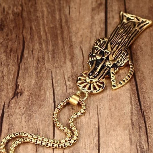 Kemstone Stainless Steel Skeleton Pendant Necklace for Men Gold Tone Gothic PN-194