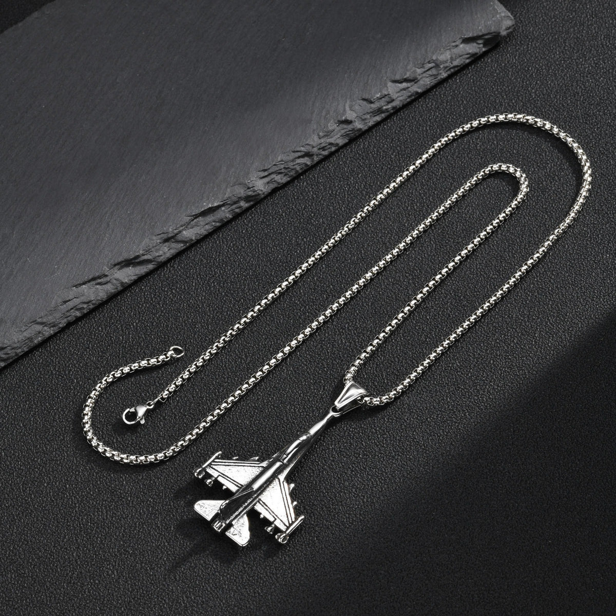 Kemstone Airplane Pendant Necklace for Men Stainless Steel Aviation Detail PN-1949