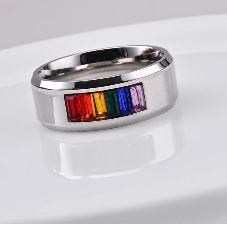 Kemstone Stainless Steel Colorful Inlay Ring for Men & Women K-R073