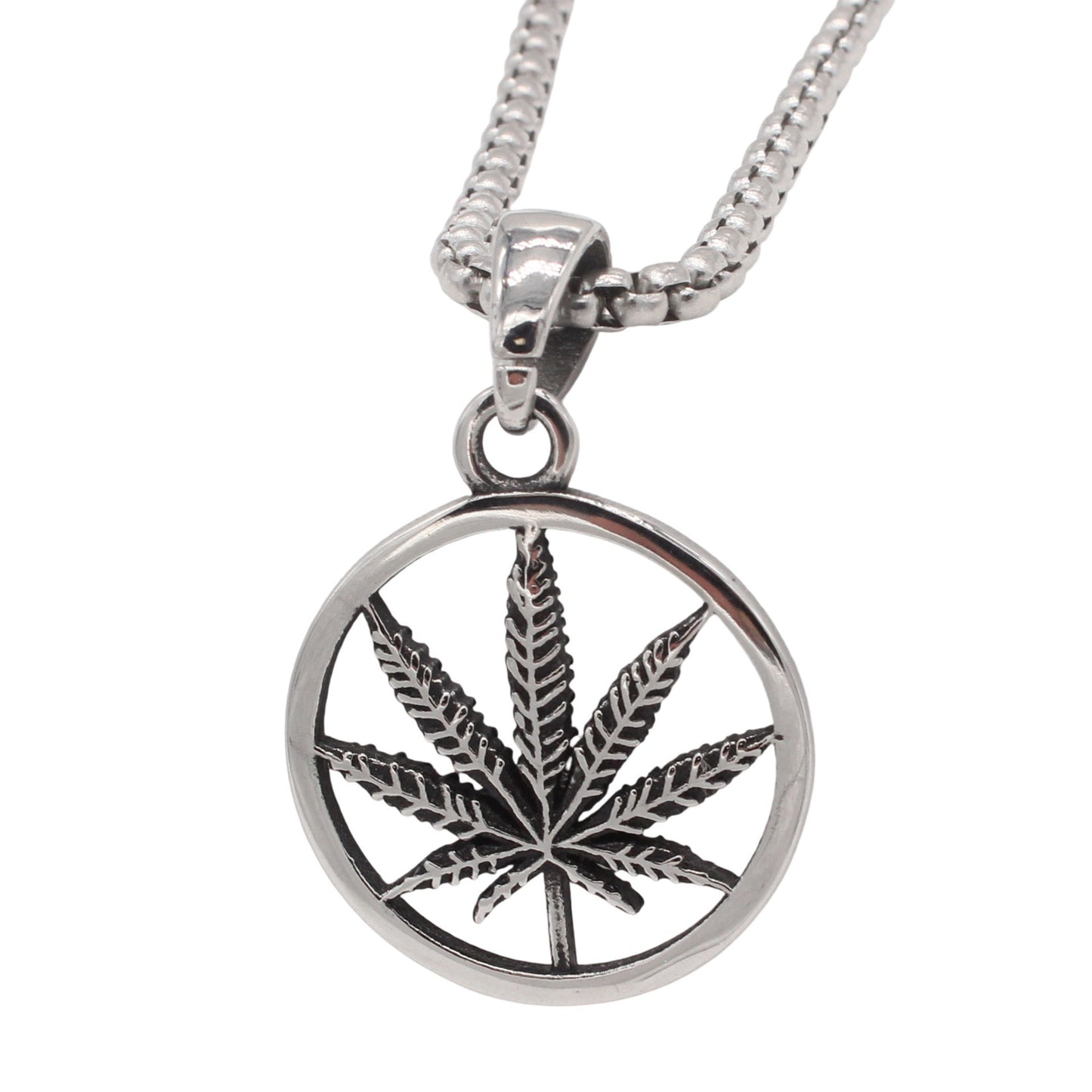 Kemstone Titanium Steel Maple Leaf Pendant Necklace for Men P1542