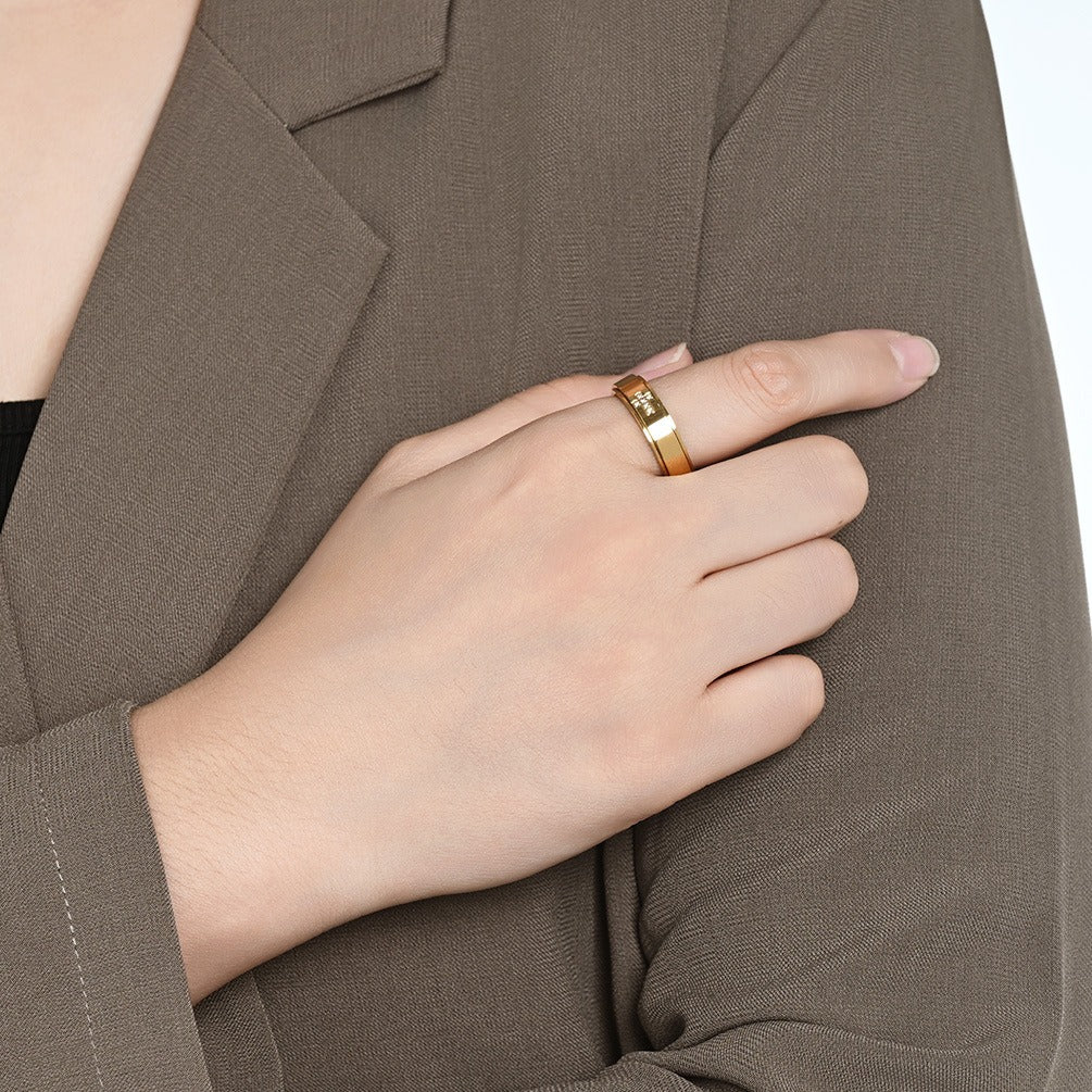 Kemston Rotating Cross Ring for Men & Women Stainless Steel Small Stone Detail K-R1220