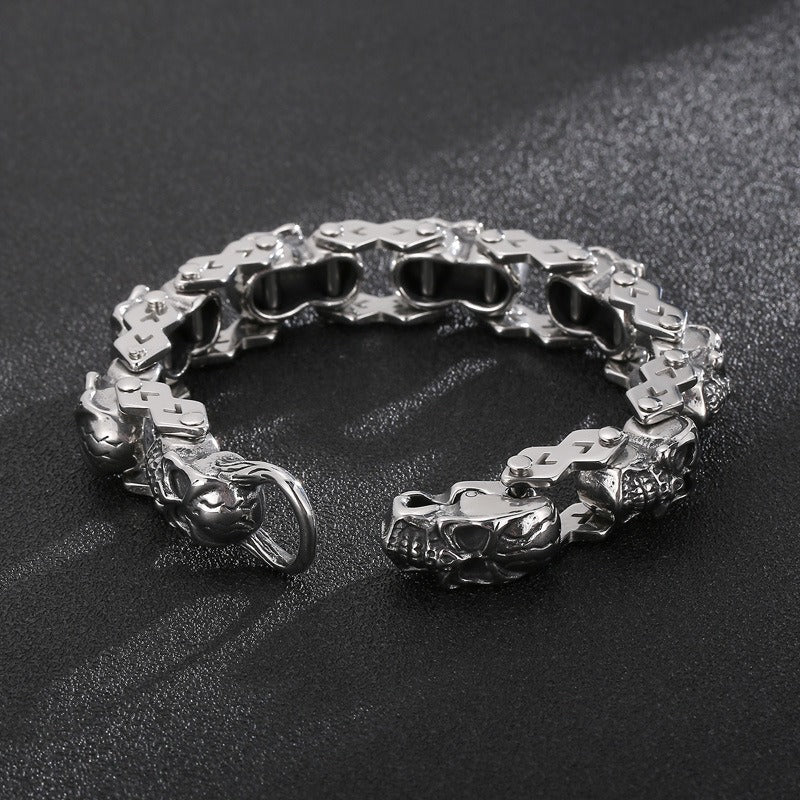 Kemstone Titanium Steel Skull Bracelet for Men – Punk Floral Design KB148349-KJX
