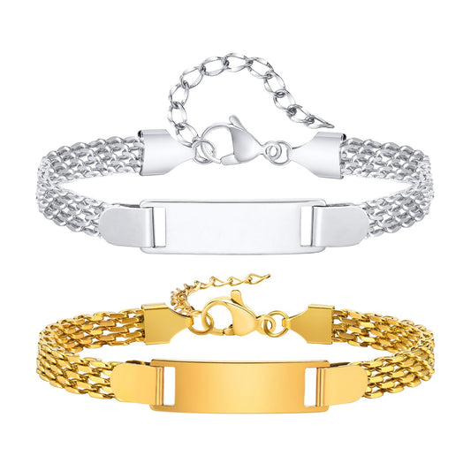 Pulsera de cadena de acero inoxidable personalizada para mujer - Grabable y elegante BR-1599