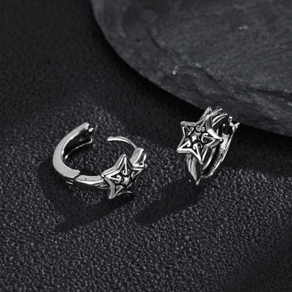 Kemstone Star Hoop Earring for Men Stainless Steel Vintage EH-913