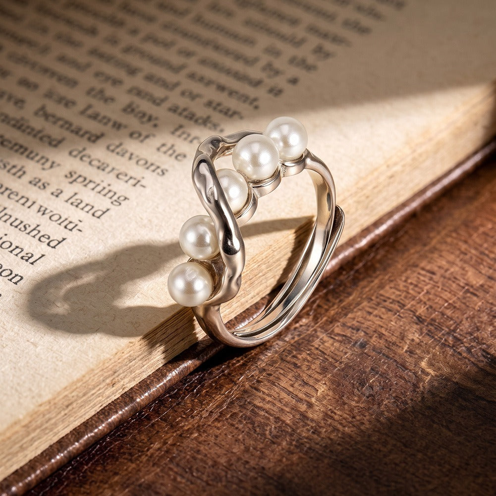 Kemston Pearl Wrap Ring for Women 925 Sterling Silver PSR03
