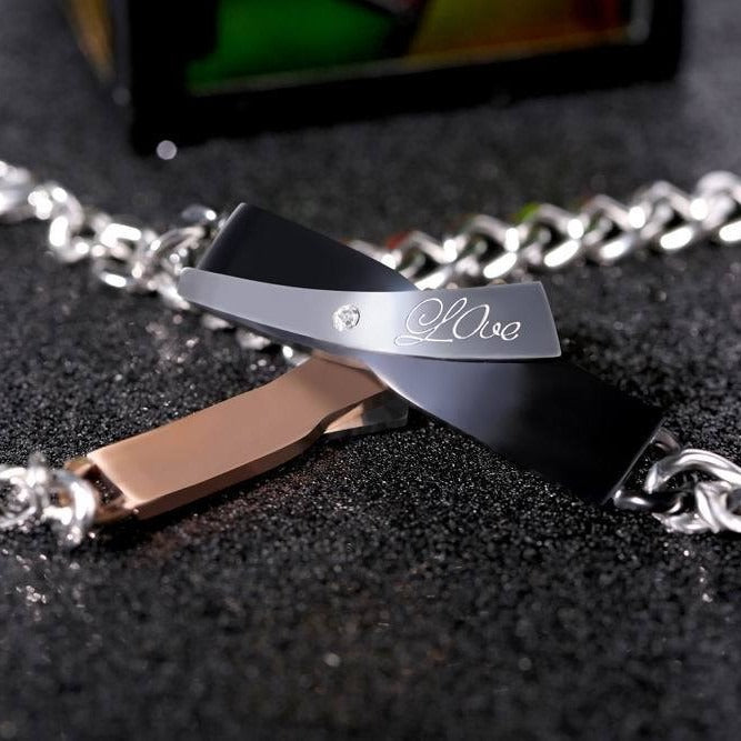 Kemstone Matching Couple ID Bracelet Stainless Steel Love Bar TB0019