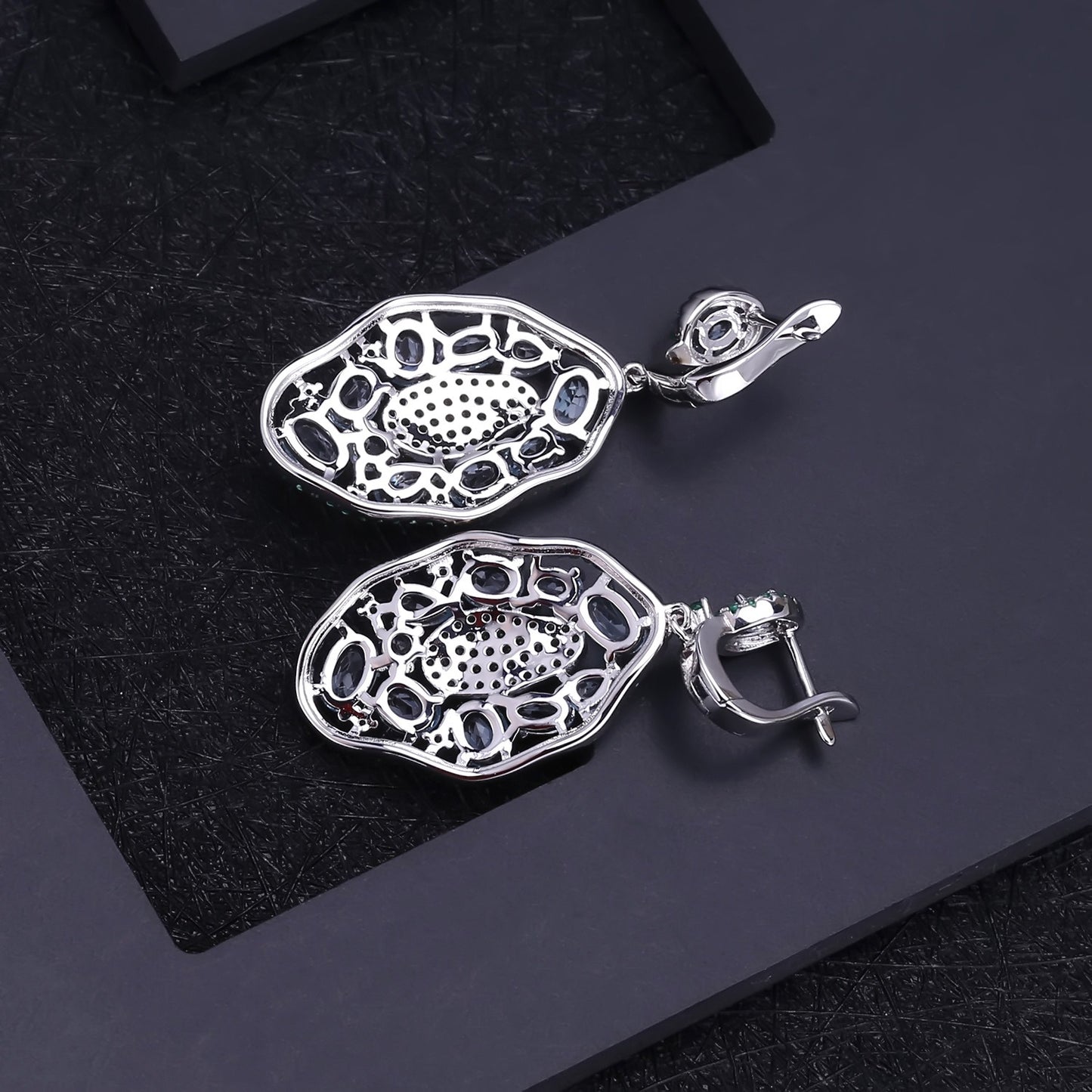 Pendientes colgantes de topacio natural en plata de ley S925, diseño original, hechos a mano, vintage y lujosos, de Kemstone, K24417E