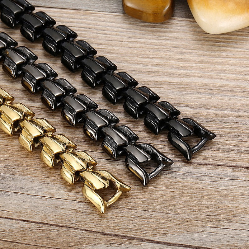 Kemstone Dragon Bone Chain Bracelet for Men – Titanium Steel Vacuum Plated 15mm Link KB150666-KJX