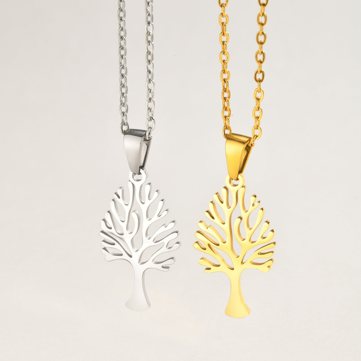 Kemston Stainless Steel Tree Of Life Pendant Necklace for Men Women Minimal Nature Design PN-2357