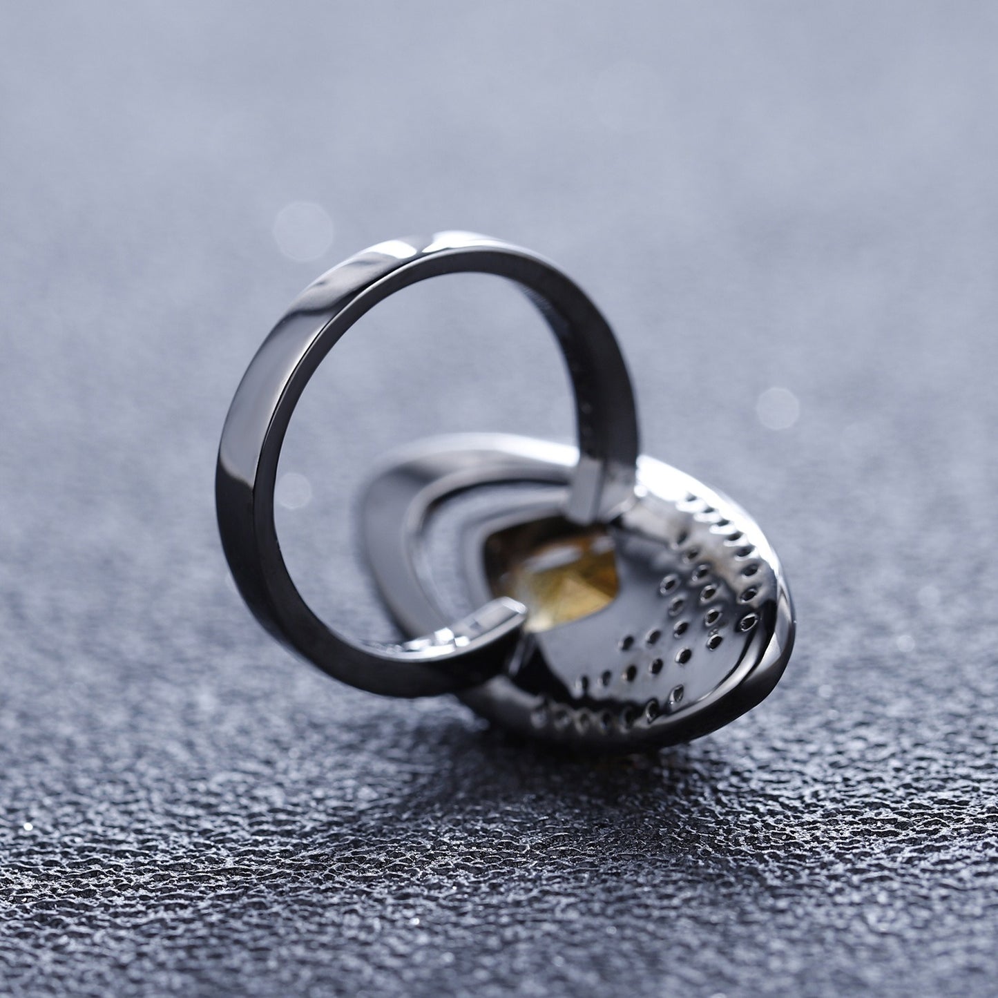 Anillo vintage de plata de ley 925 con citrino natural, diseño original, hecho a mano por Kemstone, anillos abiertos para mujer.