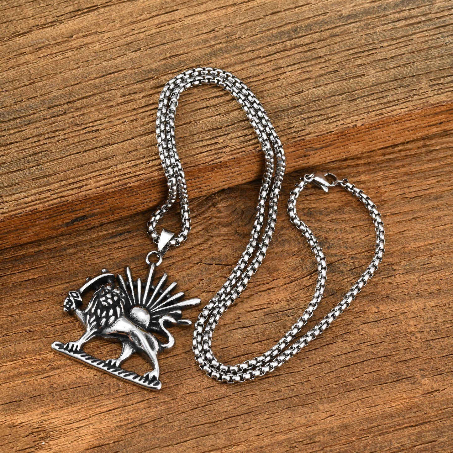 Kemstone Scythe Lion Pendant Necklace – Stainless Steel Hip Hop Chain for Men PN-2348S