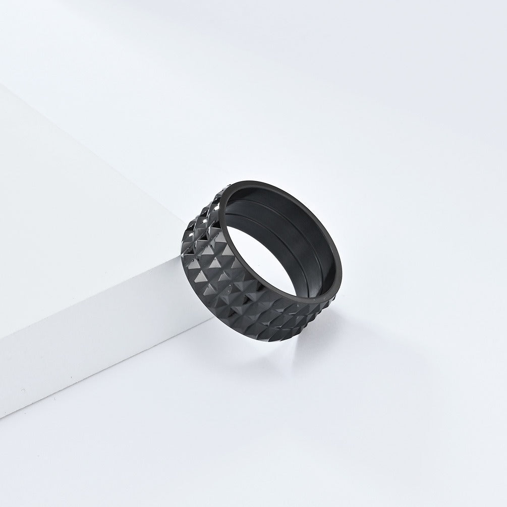 Kemstone Faceted Geometric Ring for Men & Women Stainless Steel K-R851