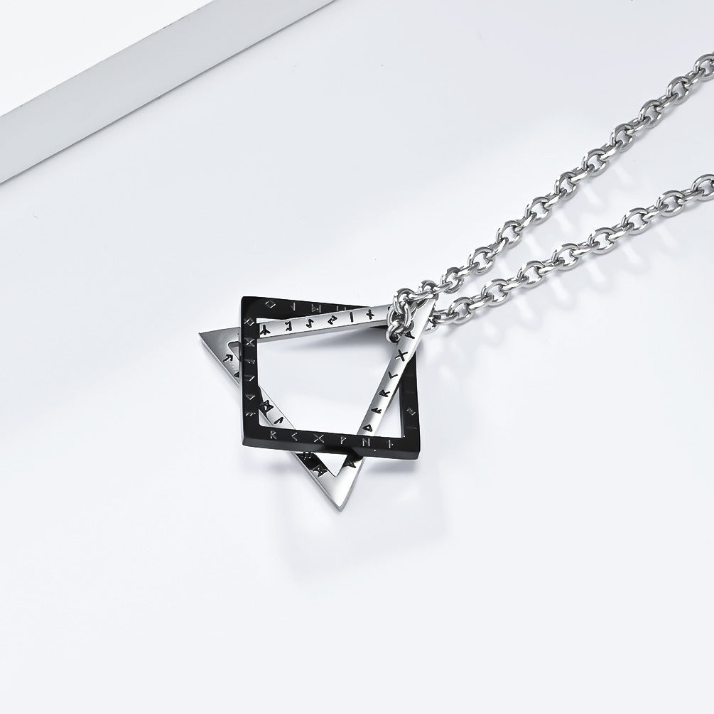 Kemstone Triangle Square Geometric Necklace for Men Stainless Steel K-PT580
