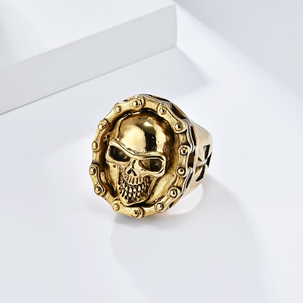 Kemstone Stainless Steel Skull Ring – Biker & Hip Hop Style K-R857