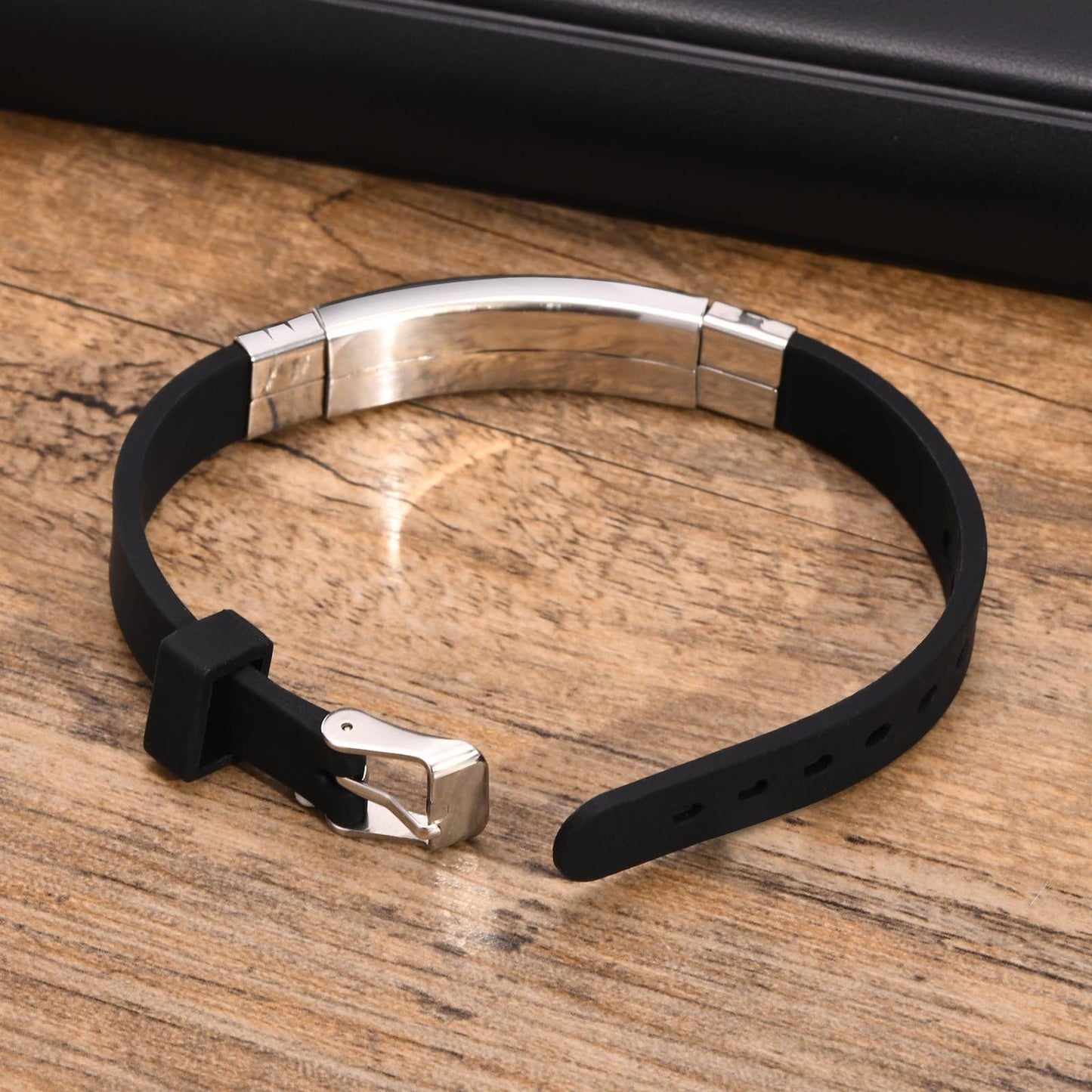 Kemstone Men’s Baseball Bracelet – Adjustable Silicone & Steel BS-105