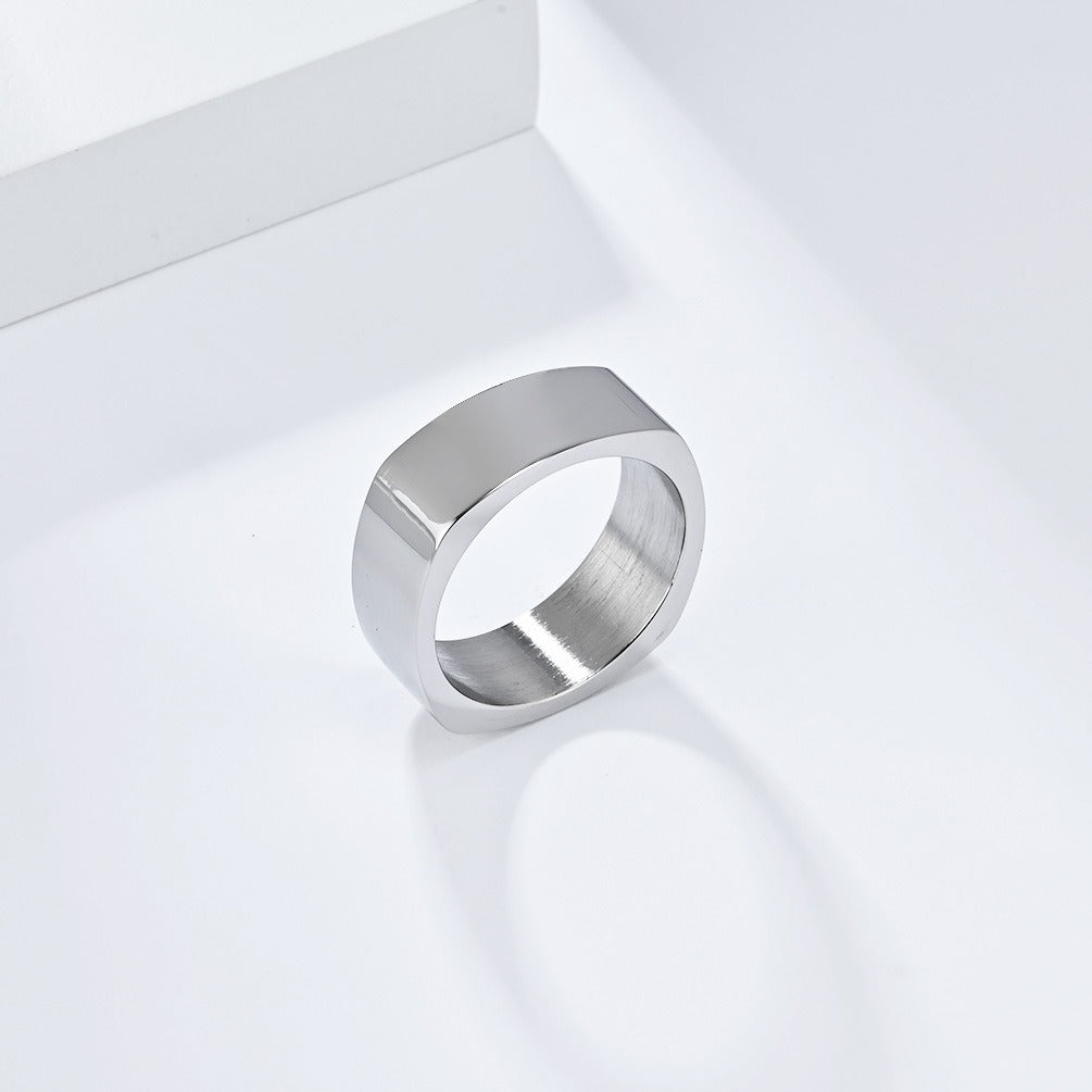 Kemstone Stainless Steel Square Ring for Men & Women – Bold Minimalist Jewelry K-R871