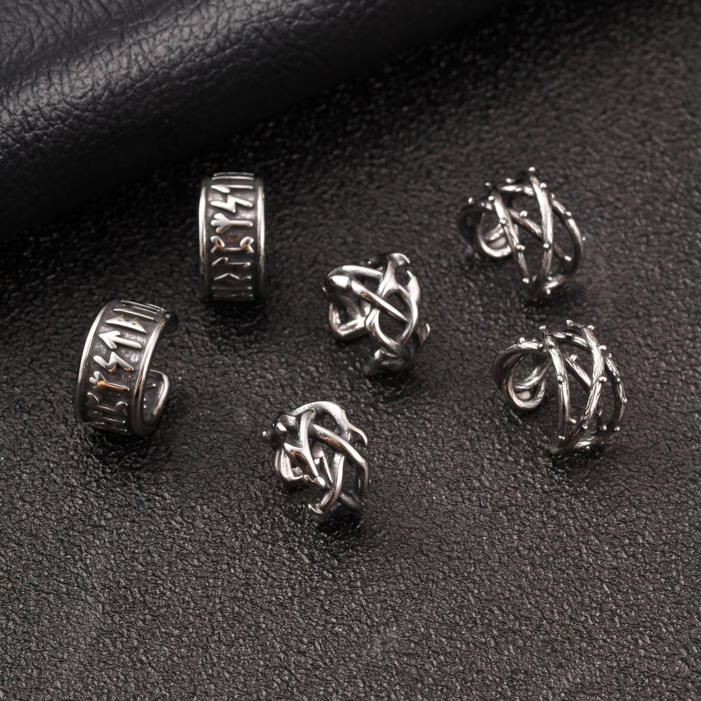 Kemstone Stainless Steel Thorn Ear Cuff for Men Dark Streetwear Style EC-011