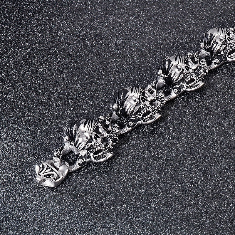 Kemstone Pirate Skull Bracelet for Men Titanium Steel Chunky Vintage Style KB27579-D
