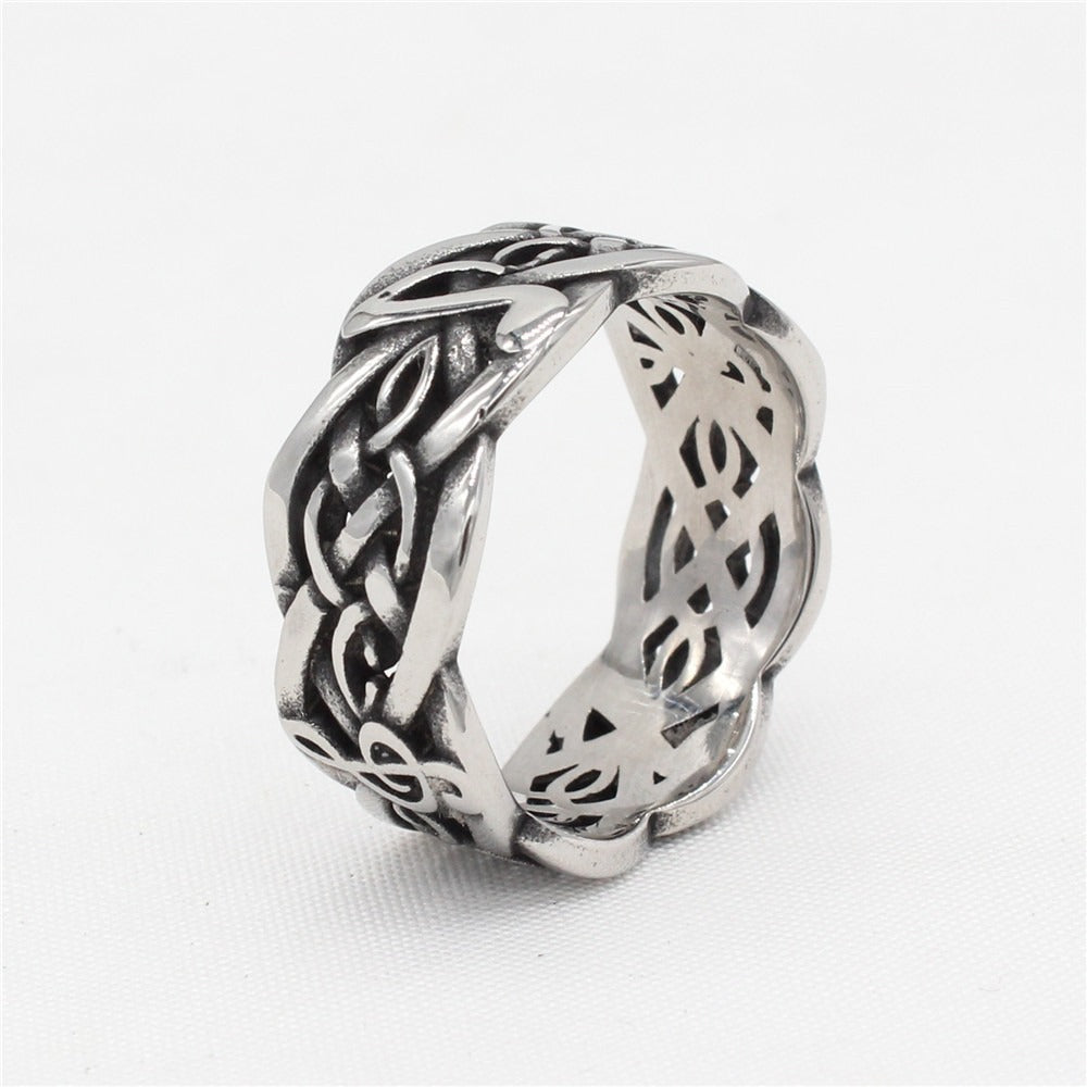 Kemstone Music Note Ring for Men Titanium Steel Celtic Knot Vintage R1685