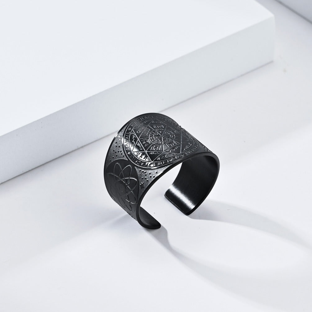 Kemstone Stainless Steel Vintage Adjustable Ring – Men’s Statement Band K-R7800