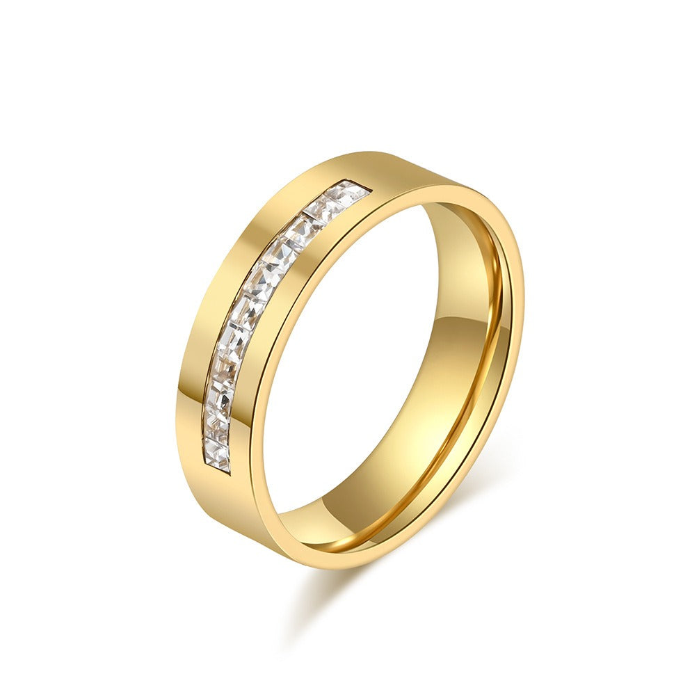 Titanium Steel Square Diamond Ring – Minimalist Power Jewelry for Women on the Move K-R949