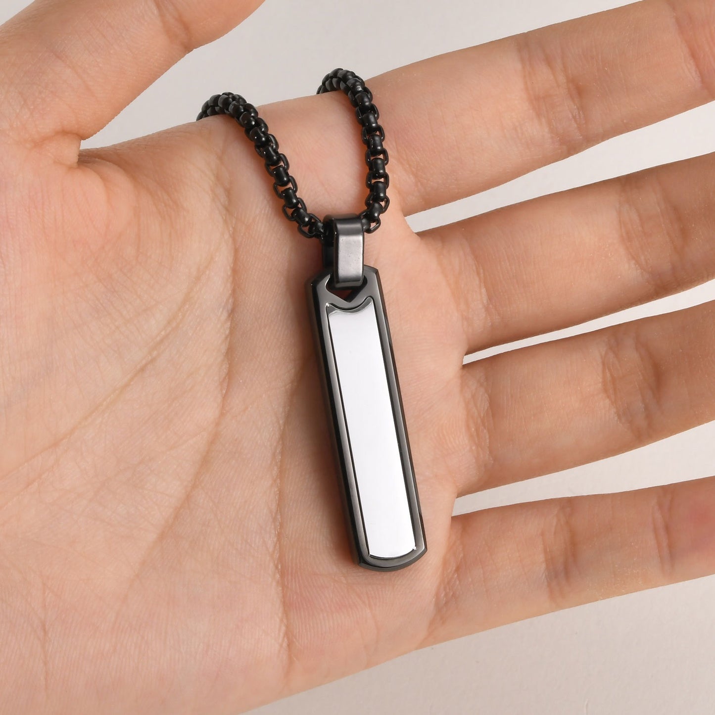 Kemstone Stainless Steel Bar Pendant Necklace for Men PN-2075