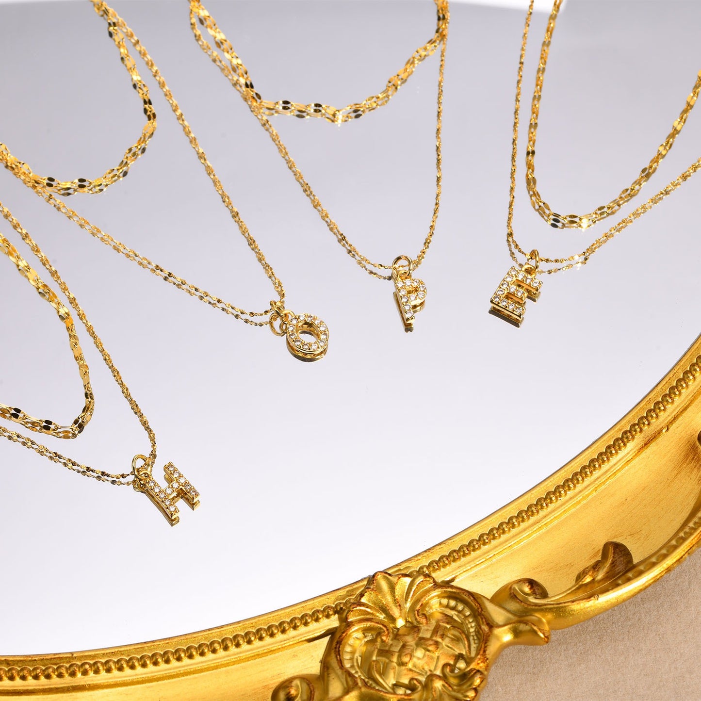 Collar de acero inoxidable Kemstone con 26 letras, cadena de estrellas y circonitas (2 piezas, verano, NC-1325G)