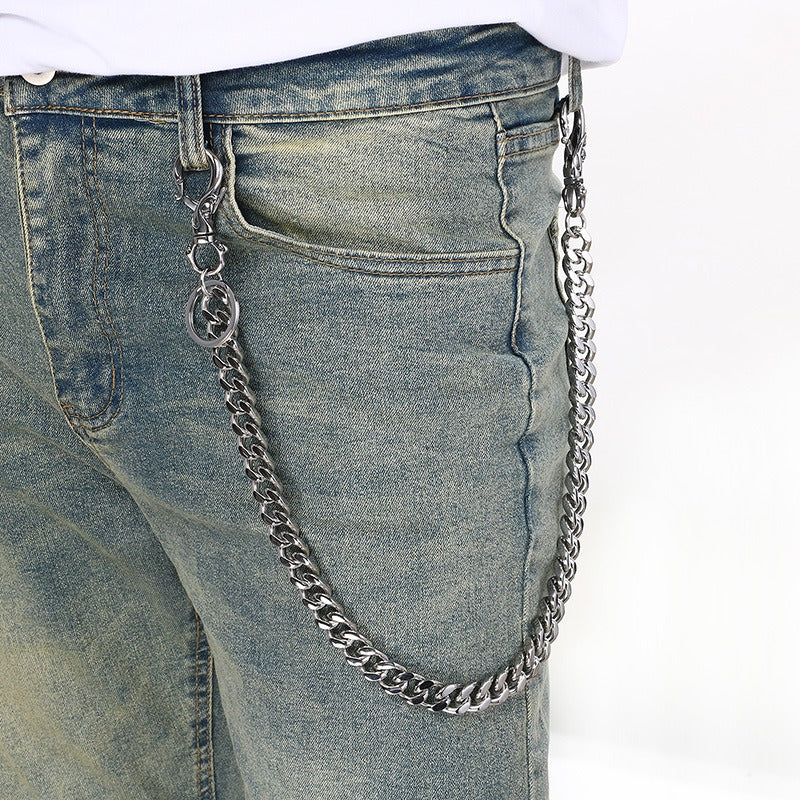 Kemstone Titanium Steel Skull Pants Chain – Double Clasp Street Wallet Chain for Men KK025-Z