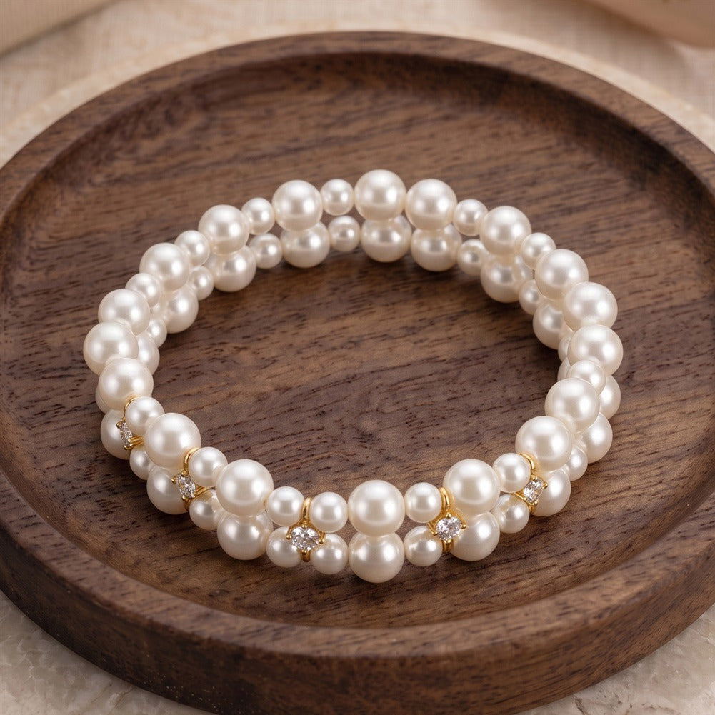Kemston Double Strand Pearl Bracelet for Women 925 Sterling Silver PSB10