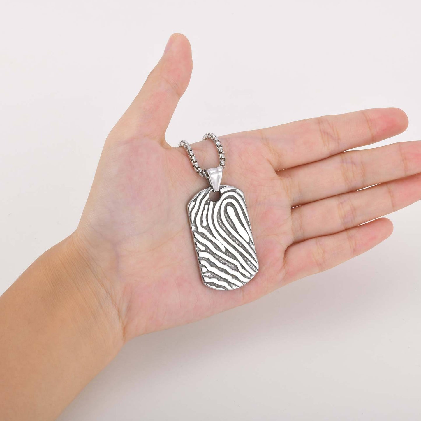 Kemstone Stainless Steel Hill Pattern Pendant Necklace for Men – Silver PN-2243