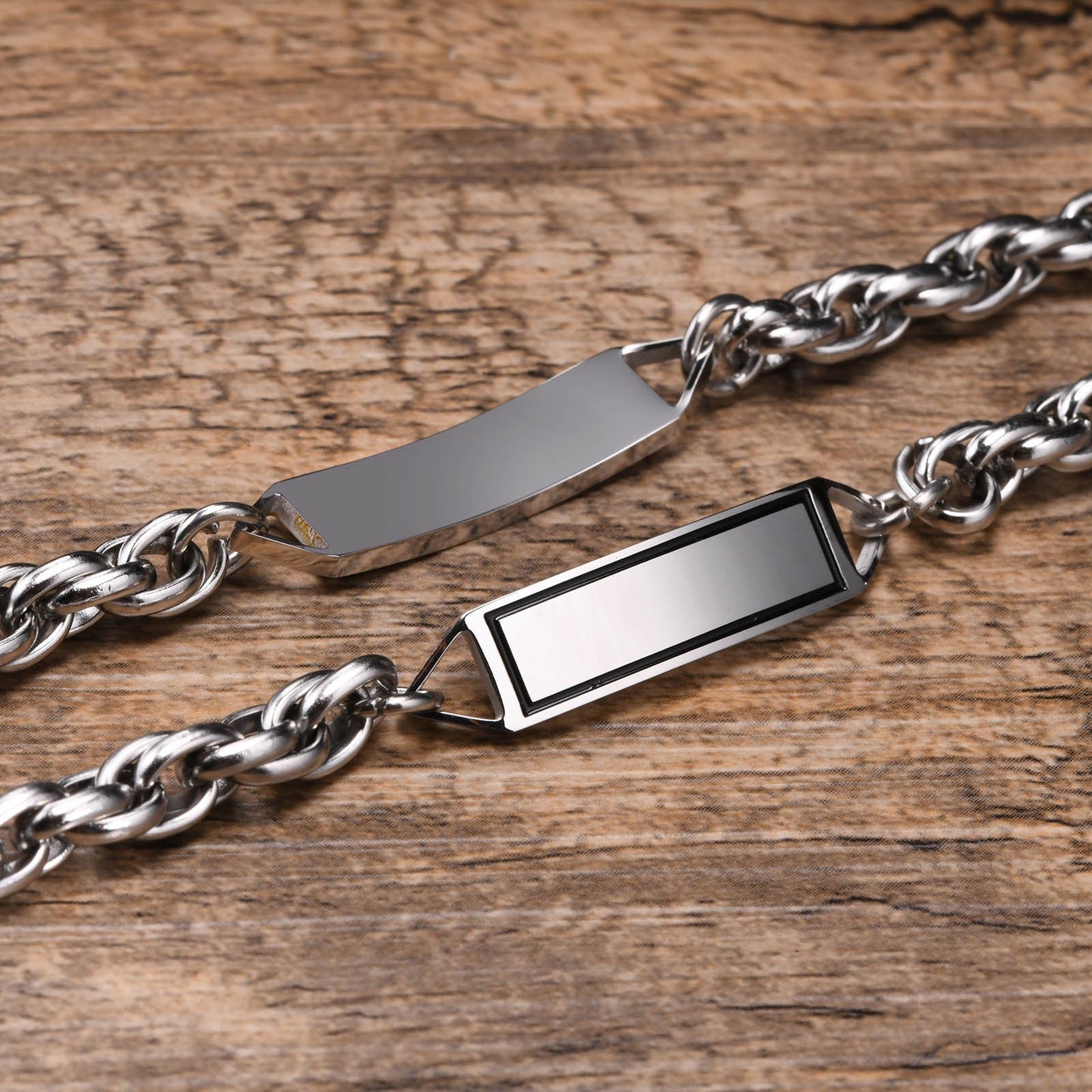 Kemstone Stainless Steel ID Chain Bracelet for Men Vintage Silver BR-1488S