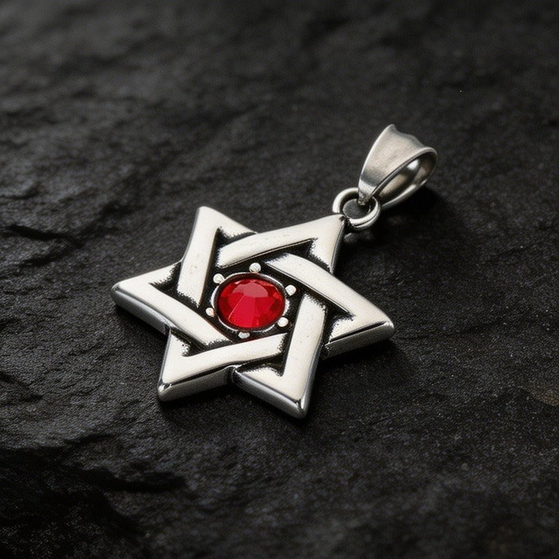Kemstone Viking Rune Sun Pendant Necklace for Men Stainless Steel Nordic Hexagram Symbol KP118554-LU