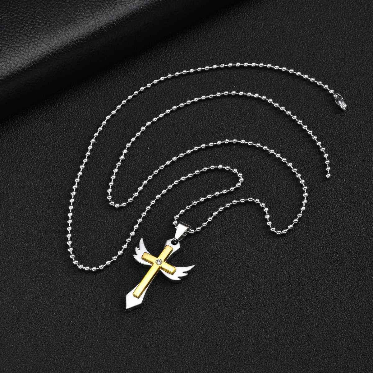Kemstone Winged Cross Pendant Necklace for Men Two Tone NC-3031