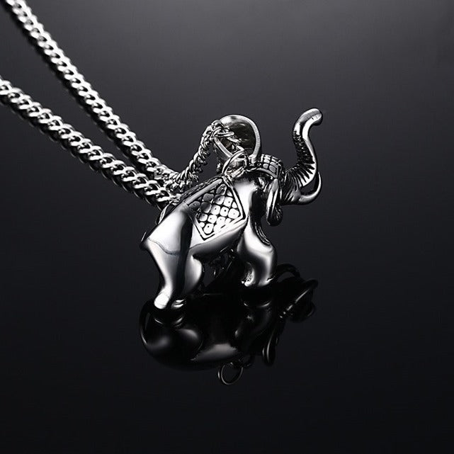 Kemstone Stainless Steel Elephant Pendant Necklace – Vintage Animal Charm for Men PN-568