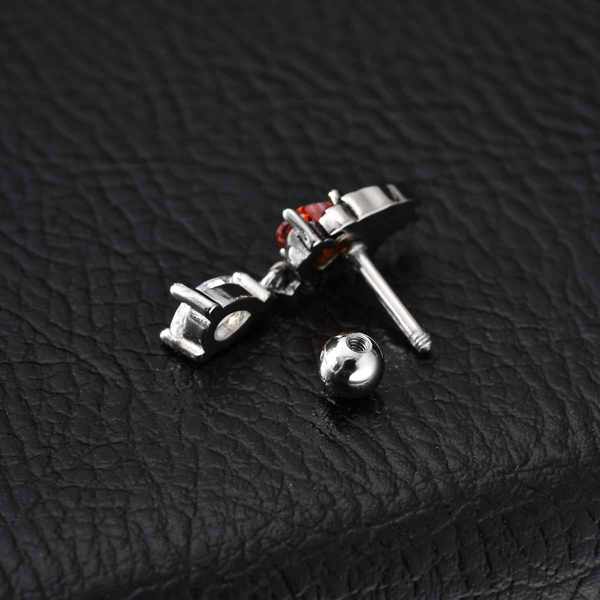 Kemstone Stainless Steel Angel Wing Heart Drop Earring with Cubic Zirconia for Men & Women ED-999S