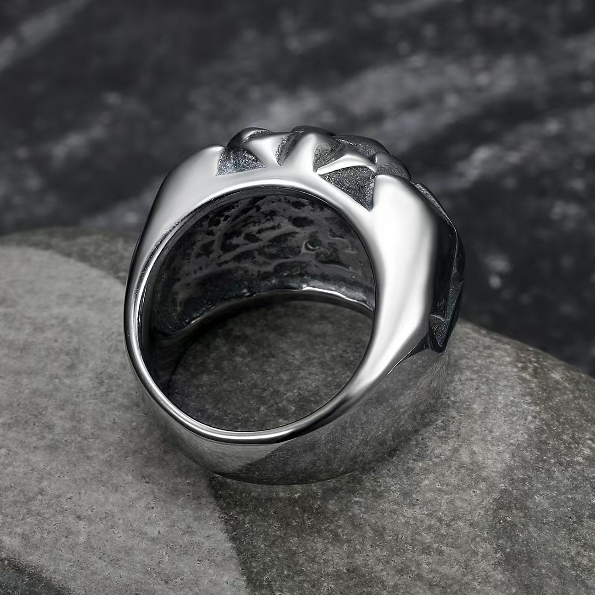 Kemstone Lion Head Ring for Men Stainless Steel Vintage Style TR0456