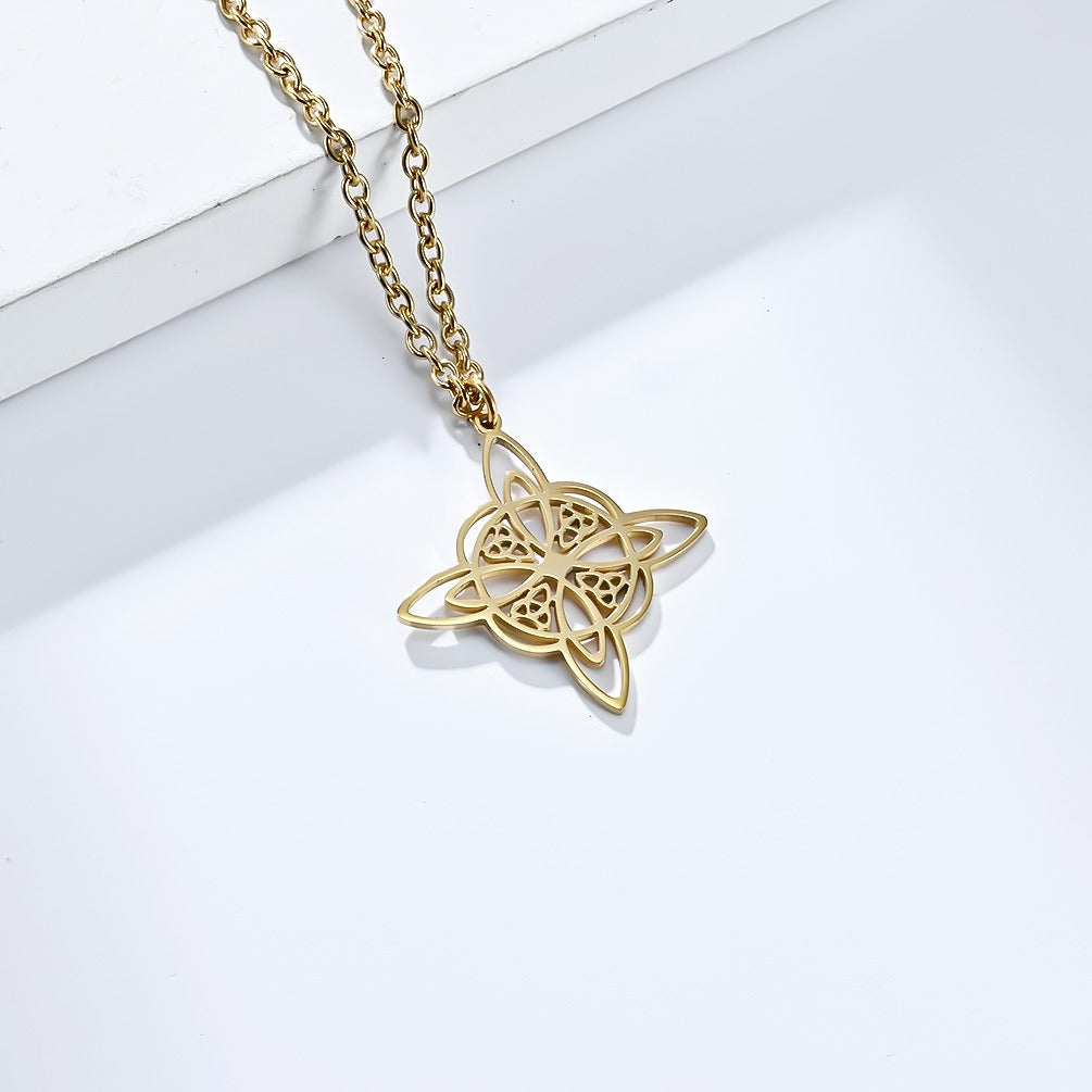Kemston Stainless Steel Celtic Knot Eternal Triangular Pendant Necklace for Men Women K-PT501