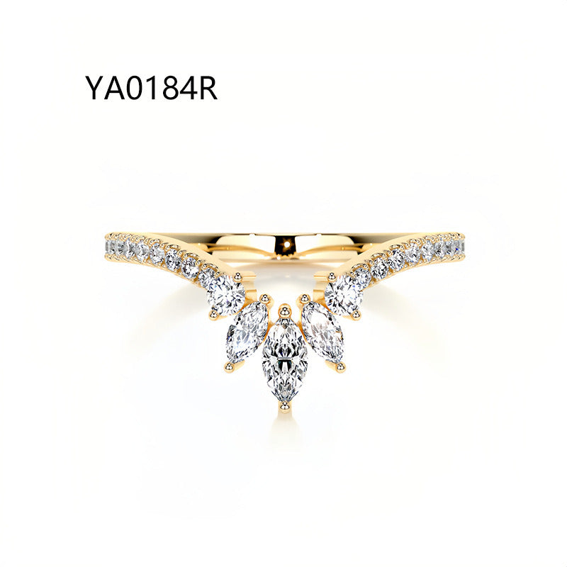 Kemstone S925 Gold D–E VVS Curved Moissanite Rings Wedding Band