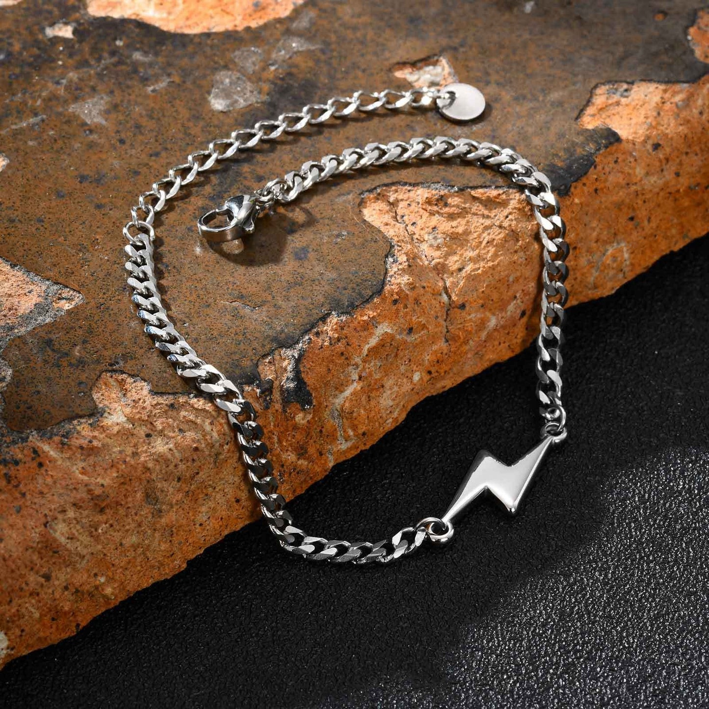 Kemstone Lightning Bolt Bracelet – Stainless Steel Couples Jewelry, Silver/Gold BR-2620