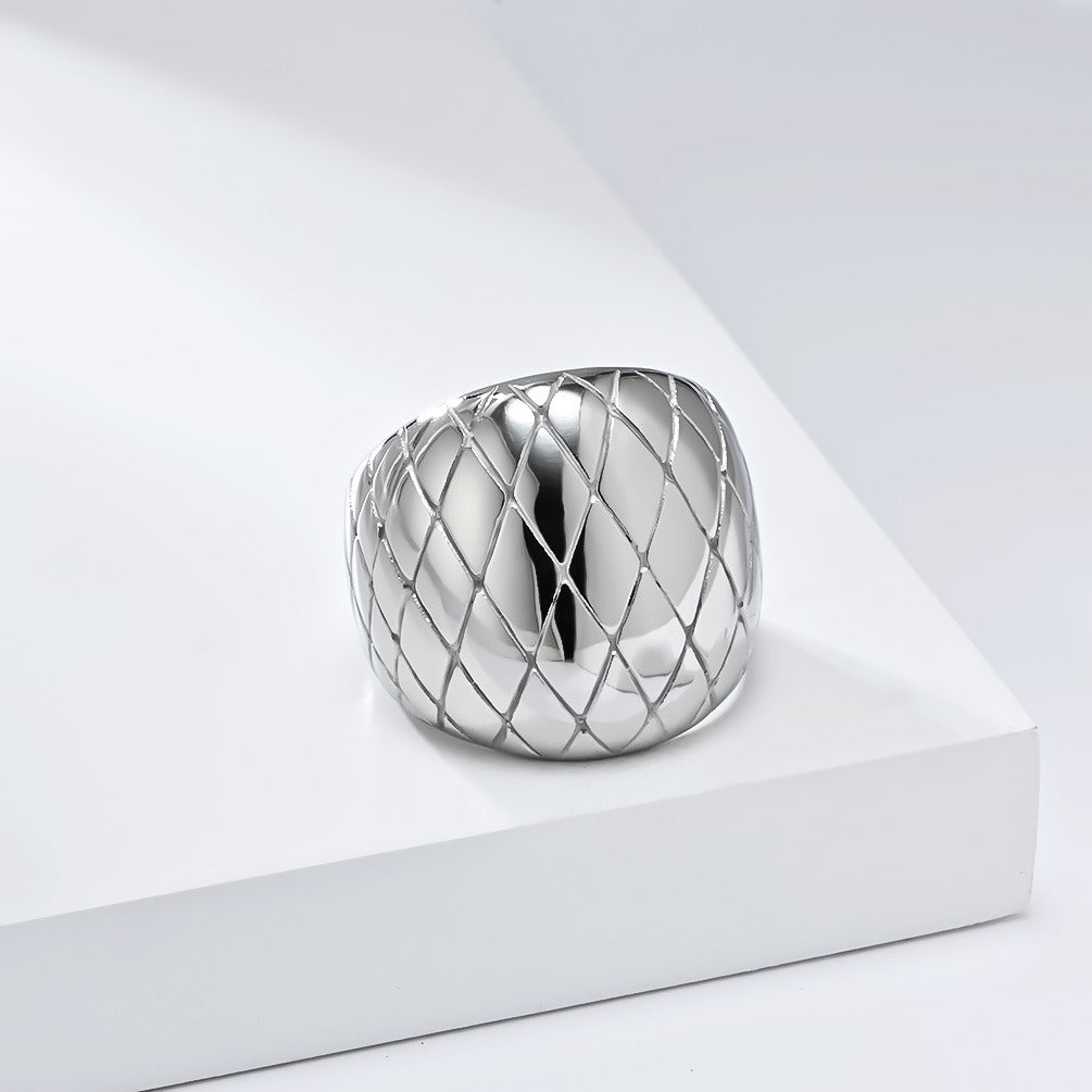 Geometric Mesh Stainless Steel Ring – Modern Artisan Design for Everyday Luxury and Timeless Expression K-R973